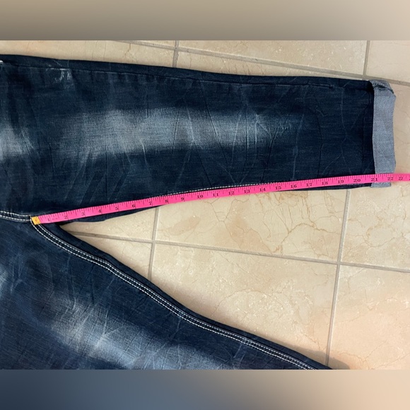 ZCo Women's Distressed Dark Blue Cropped Jeans with embellished back pockets - Picture 6 of 11